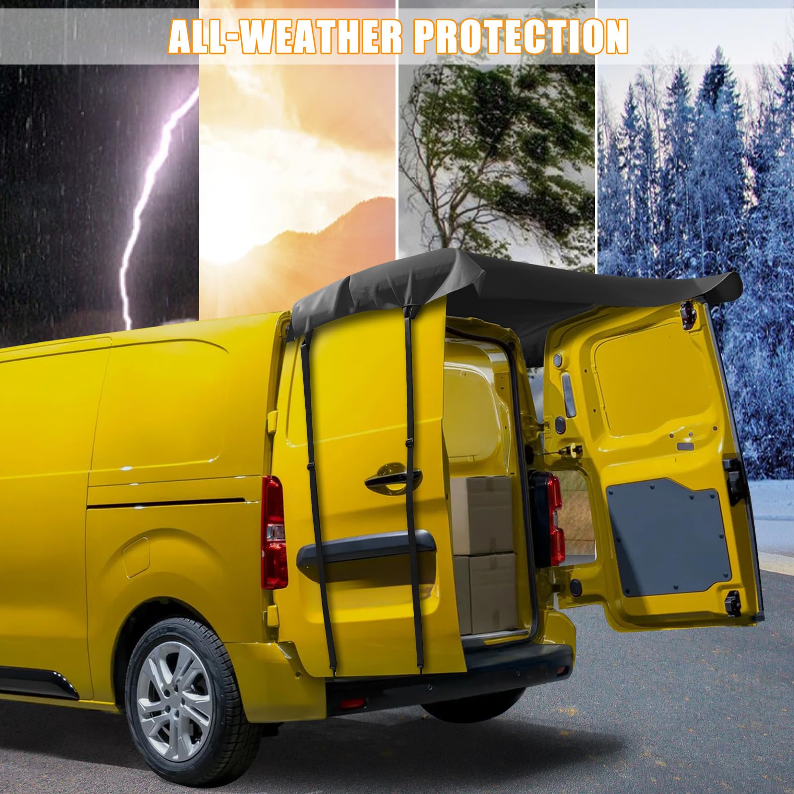Copertura per porta posteriore del fienile di ricambio per VW T5 T6, in tessuto Oxford 600D, copertura per cancelli da fienile, copertura per tenda da sole posteriore con clip fissa