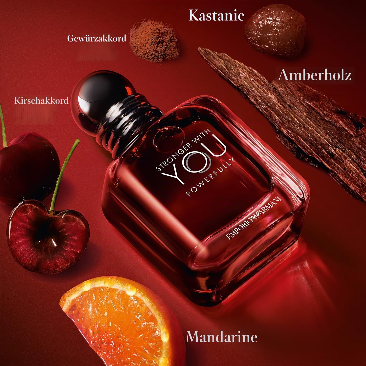 Armani Beauty Stronger With You Powerfully Köln für Herren, 3,3 Fl Oz | Warmer und würziger Duft, Kastanienakkord, süße Kirsche, Lavendel