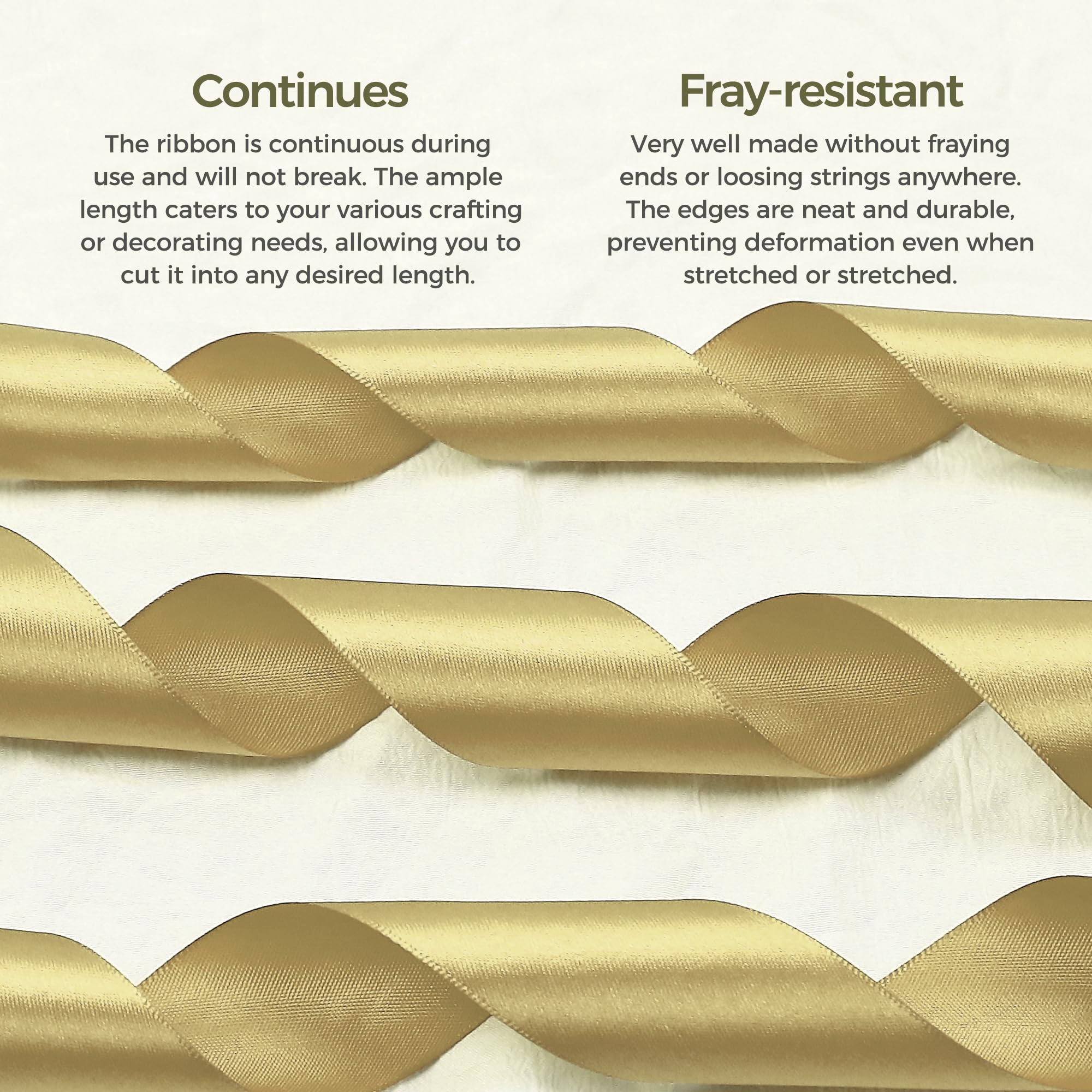 Kryvus Champagne Gold Satin Ribbon, 10mm x 22M Single Face Champagne Gold Ribbon - Image 4