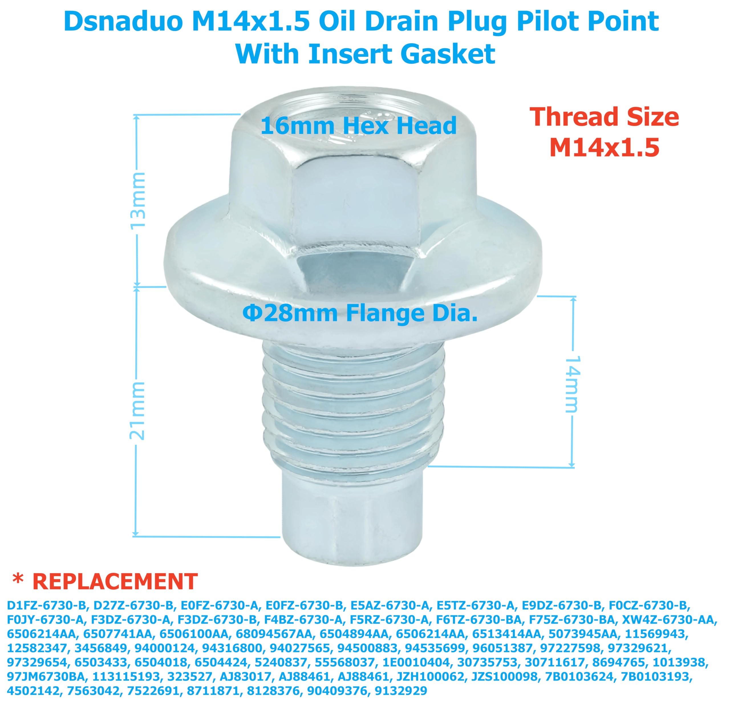 Amazon.com: 5 PCS M14x1.5 Oil Drain Plug Pilot Point Fit for Ford