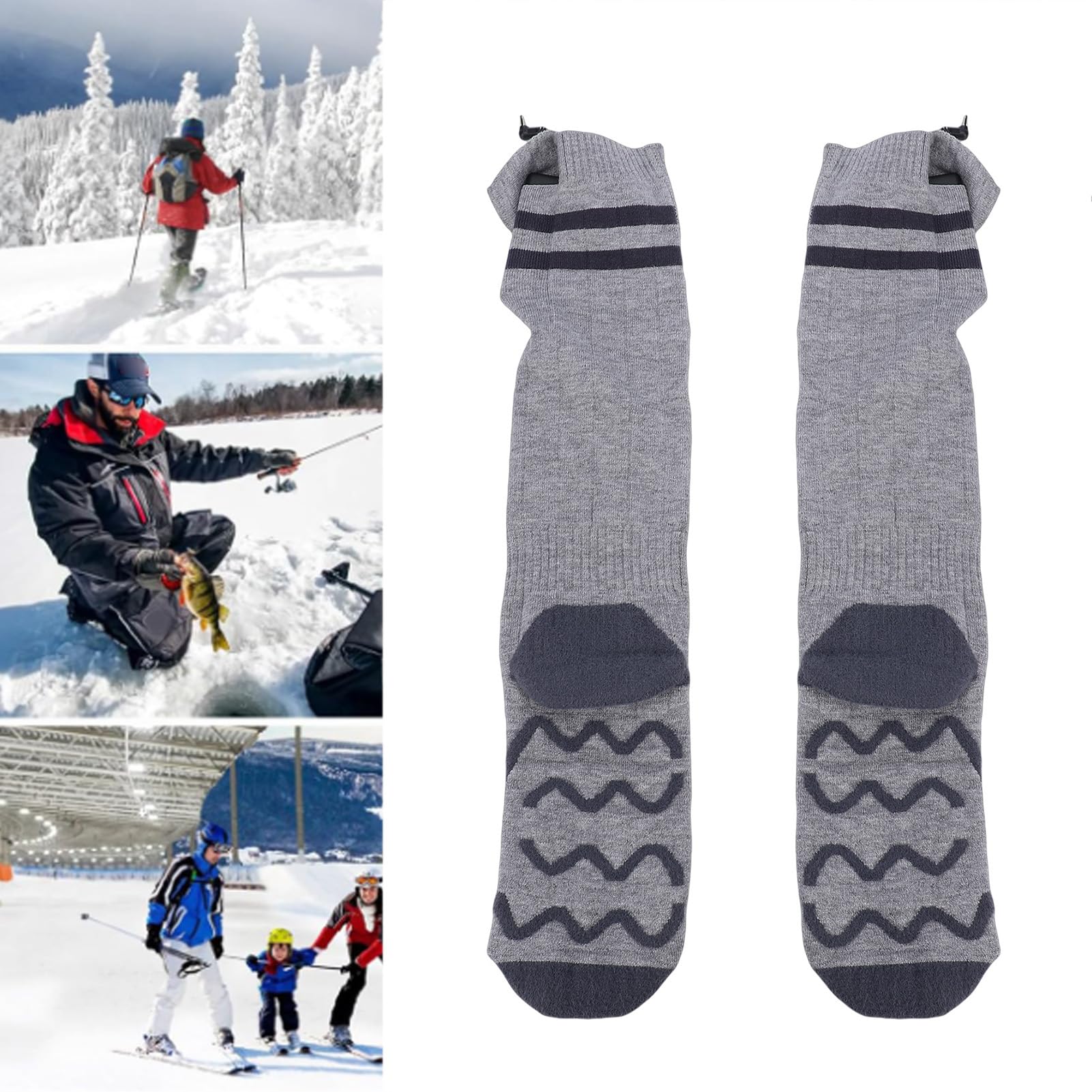 TOPINCN Chaussettes Chauffantes, Chaussettes Chauffantes électriques avec Contrôle APP, Chauffe-Pieds Chauffants Rechargeables pour Le Ski d'hiver, Le Camping, Le Cyclisme et Les