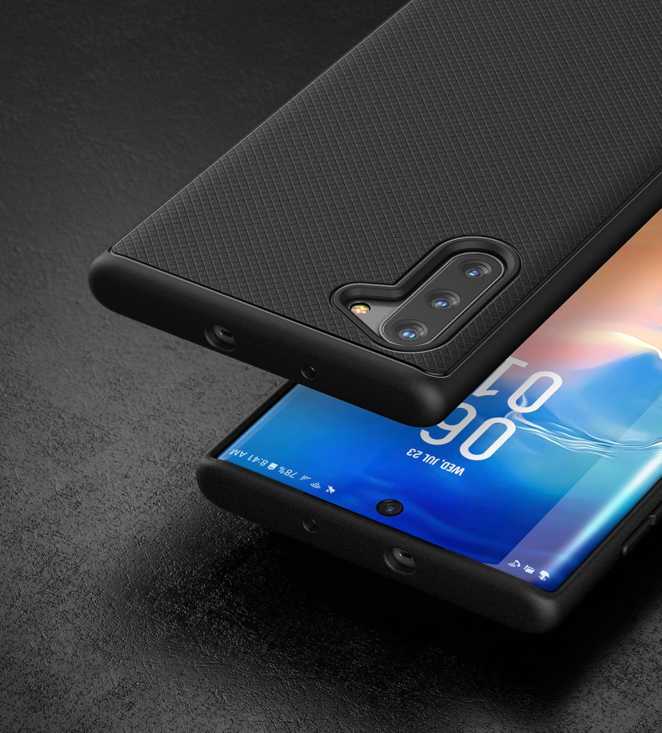 ENCASED Galaxy Note 10 Case (Thin Armor) Slim Flexible Grip Phone Cover (Samsung Note 10) Black (Note 10) - Image 2