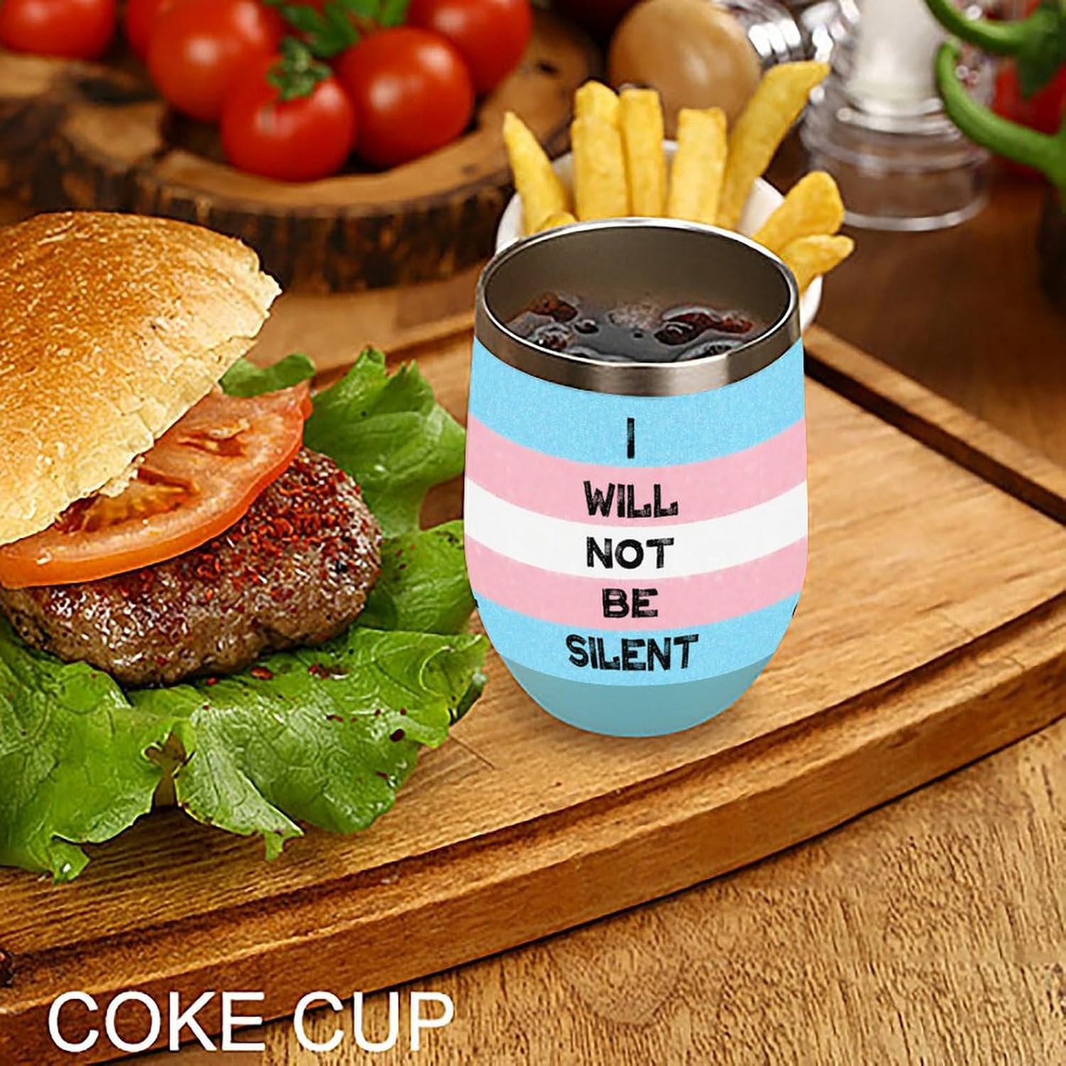 Transgender I Will Not Be Silent Lgbt Insulated Drinking Cup Stainless Steel Coffee Mug Wine Tumbler with Lid 12OZ