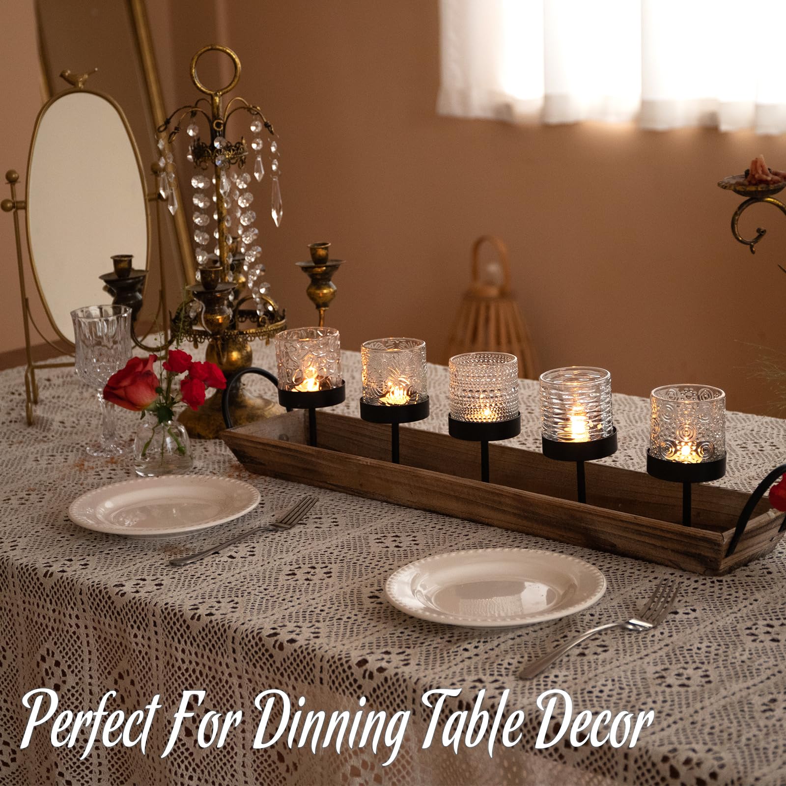 24 Pack Votive Candle Holders Set, Vintage Glass Votives Holder Bulk