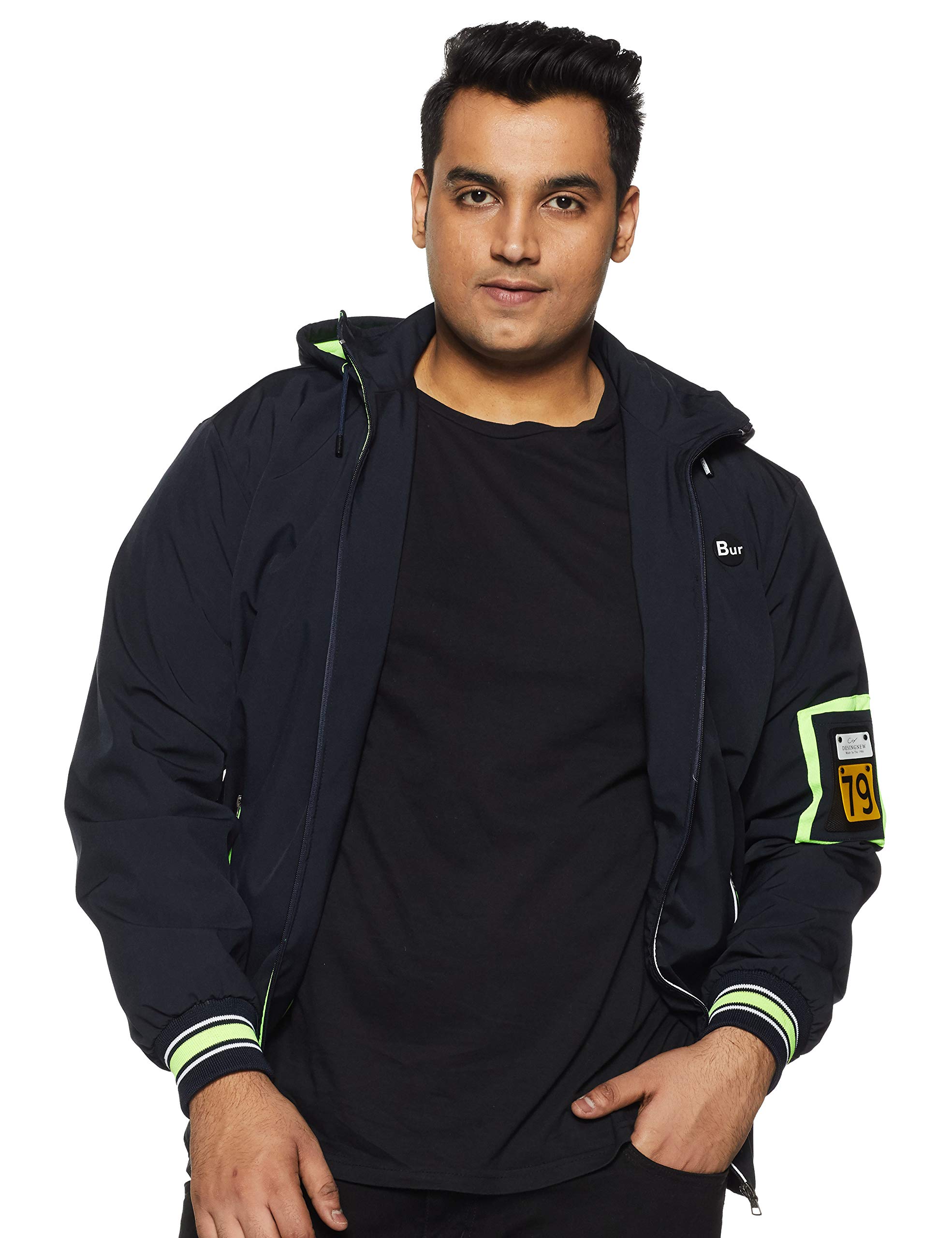 Ben MartinMen's Nylon Standard Length Casual Jacket Stand Collar Zipper Design Plus Size Jacket Outerwear-(PLUS-JKT-FS-19995-PLUS)