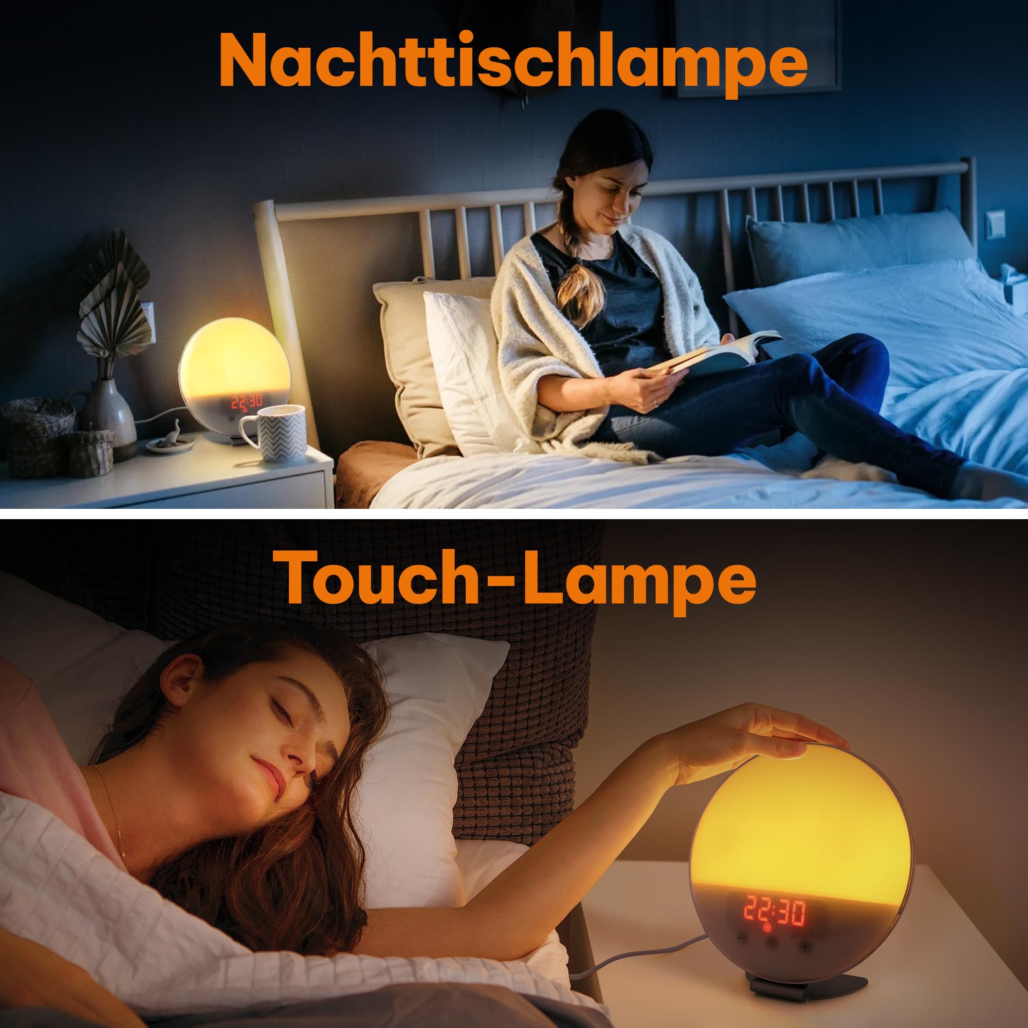Lichtwecker – Tageslichtwecker für ein Erwachen im Licht – Lichtvolles Erwachen mit einem Schwarze-Nacht-und Weiße-Geräusche-Modus – Sonnenlichtsimulation, Dämmerungssimulator