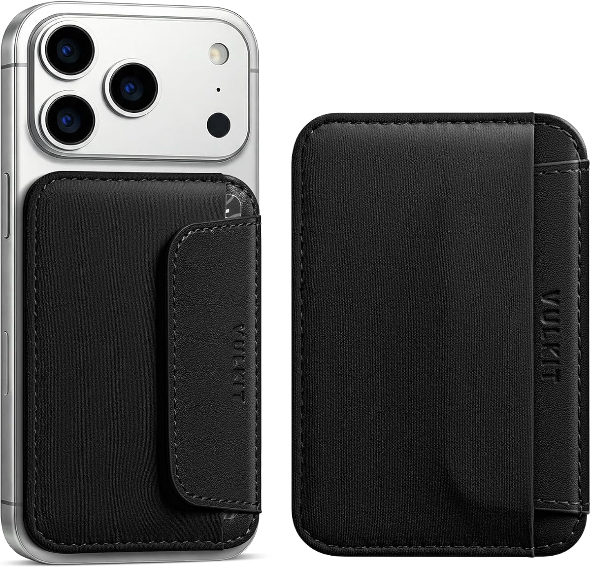 VULKIT Credit Card Holder for Phone case, Slim Adhesive Phone Wallet Stick On for Men & Women, Compatible with Most Cell Phones, Black