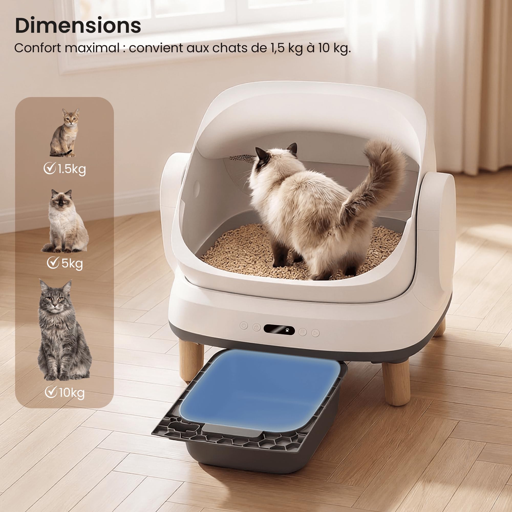 DevokoLitiere pour Chat autonettoyante avec 8 capteurs, étanchéité IPX5, litière Automatique Chat avec contrôle APP, litiere Chat Automatique XXL pour Grands Chats & foyers Multi-Chats