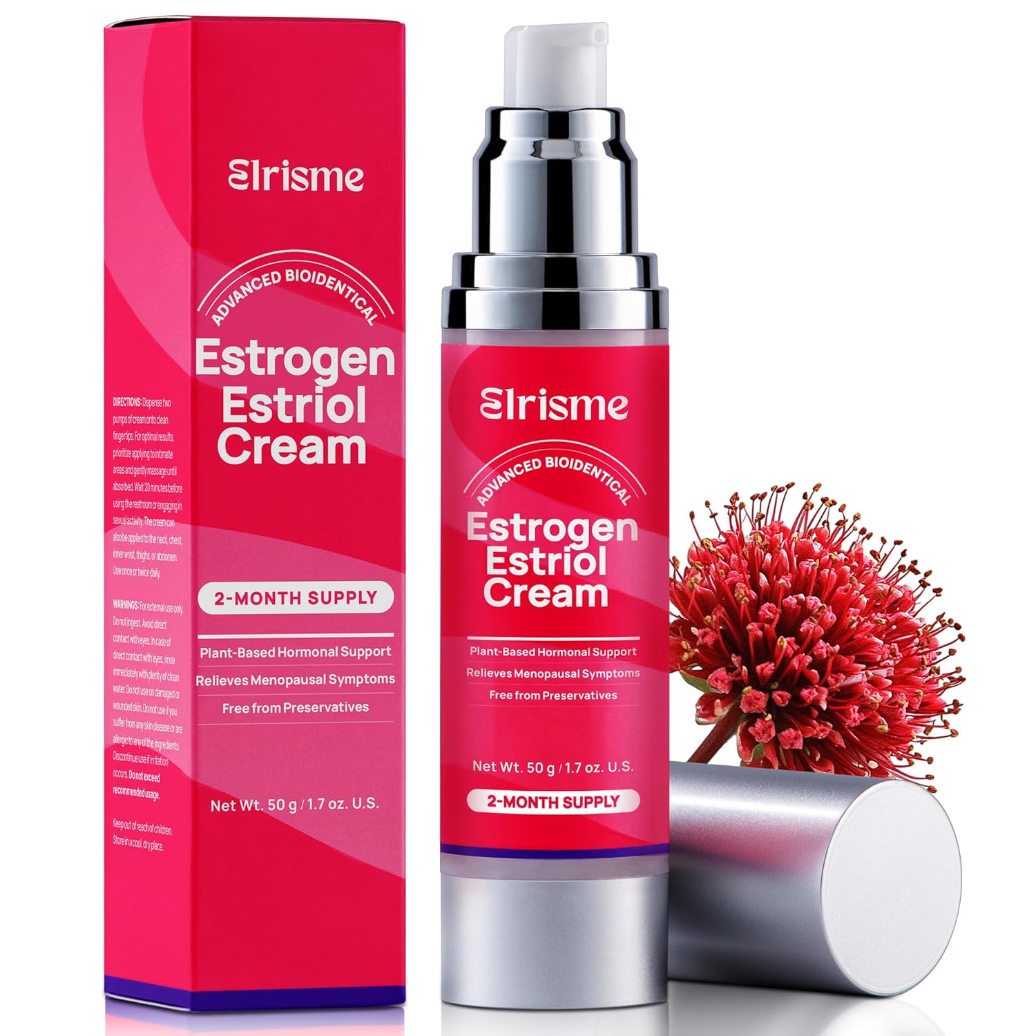 Estriol Cream for Women Menopause Relief: Natural Bioidentical Estrogen Cream, Hormone Balance, Perimenopause Support - Vaginal Health, Vulva Itch, Hot Flashes, Night Sweats, 50ml