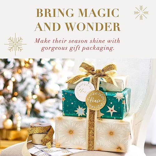 Miniatura 9 de Papyrus Rollos de papel de regalo de Hanukkah, estrella de David, dorado (2 rollos, 45 pies cuadrados)