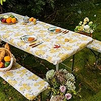 Vista 20 de ARTABLE Funda para mesa de pícnic, para primavera y verano, bordes elásticos, rectangulares ajustables de 6 pies, redondas, impermeables