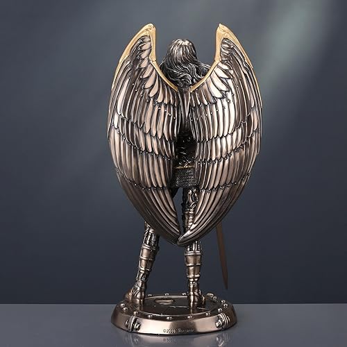 Miniatura 6 de Veronese Design Figura coleccionable de 9 5/8 pulgadas de alto, caballero angelical, escultura de resina bronceada fundida en frío, estatuilla