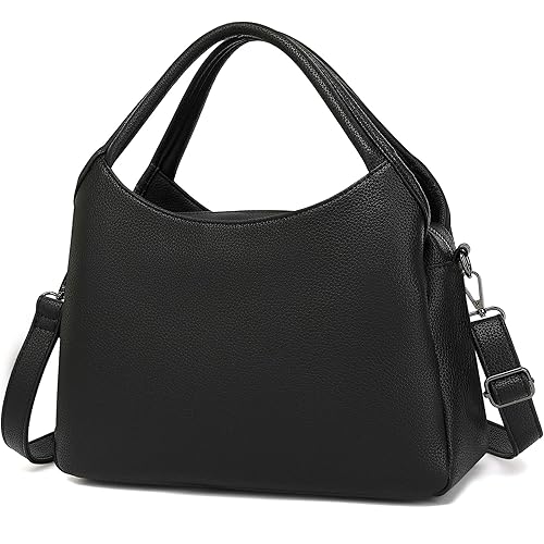 KOGTLA Women's Medium Pebbled Leather Purses with Satchel Strap, Ladies Vegan Leather Tote Handbags, Hobo Shoulder Bags