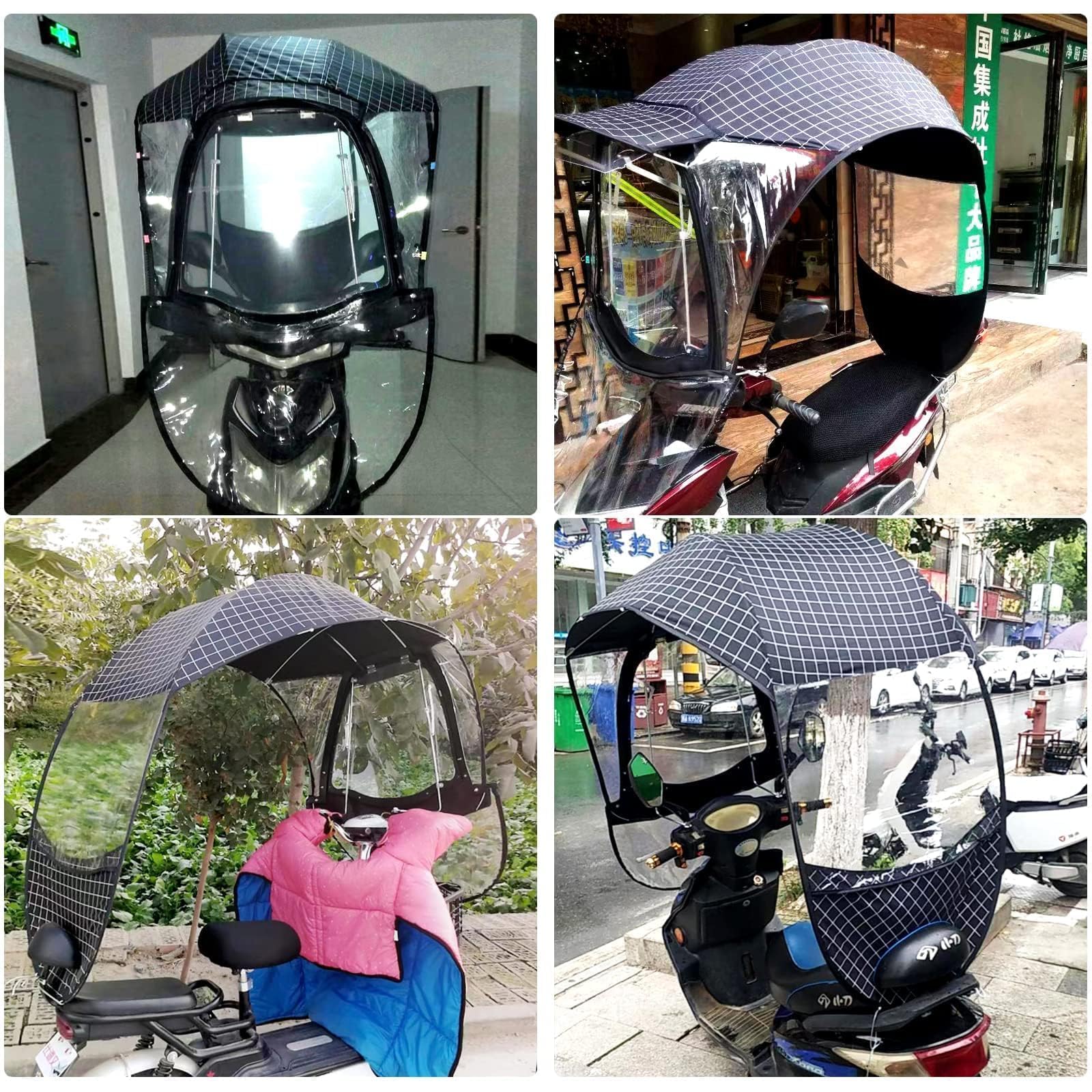 Funda para scooter de movilidad totalmente cerrada con visera solar, tiras reflectantes y cremallera bidireccional para una máxima protección contra el sol y la lluvia