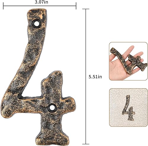 Miniatura 6 de Wookiwuki Número de casa flotante 3, 5.5 pulgadas de metal moderno números de casa de dirección con tornillos para exterior, decoración de buzón de