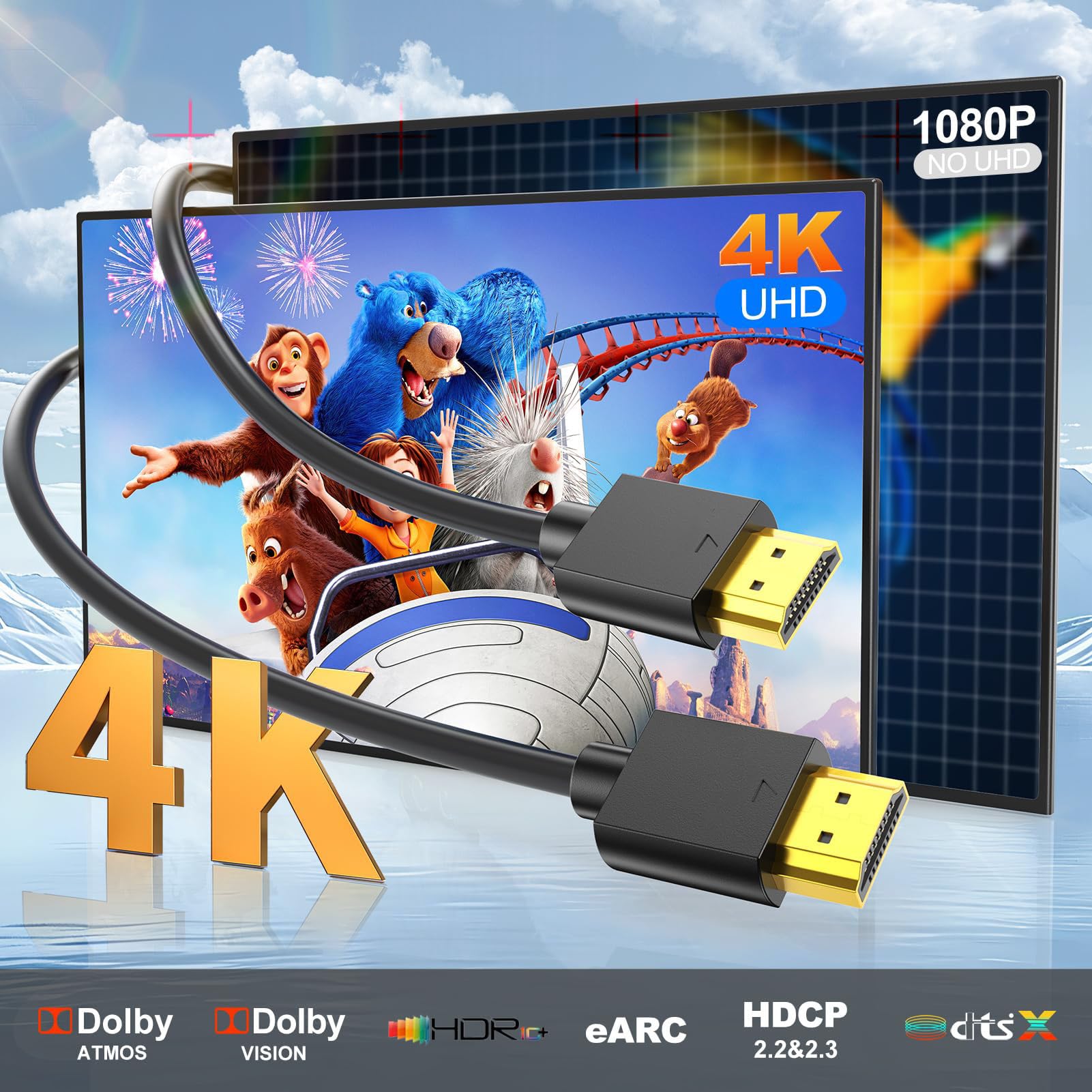 Confezione da 10 cavi HDMI 4K a HDMI, confezione multipla da 1,8 m, cavo HDMI 2.0 schermato ad alta velocità, 1,8 m con 2K a 165/144Hz, HDCP 2.2, HDR, ARC e CL3, per laptop, monitor, TV, PS5, PS4,