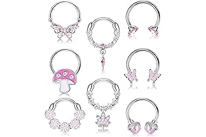 Drperfect Stunning 8 Piece Septum Rings Piercing Jewelry Set