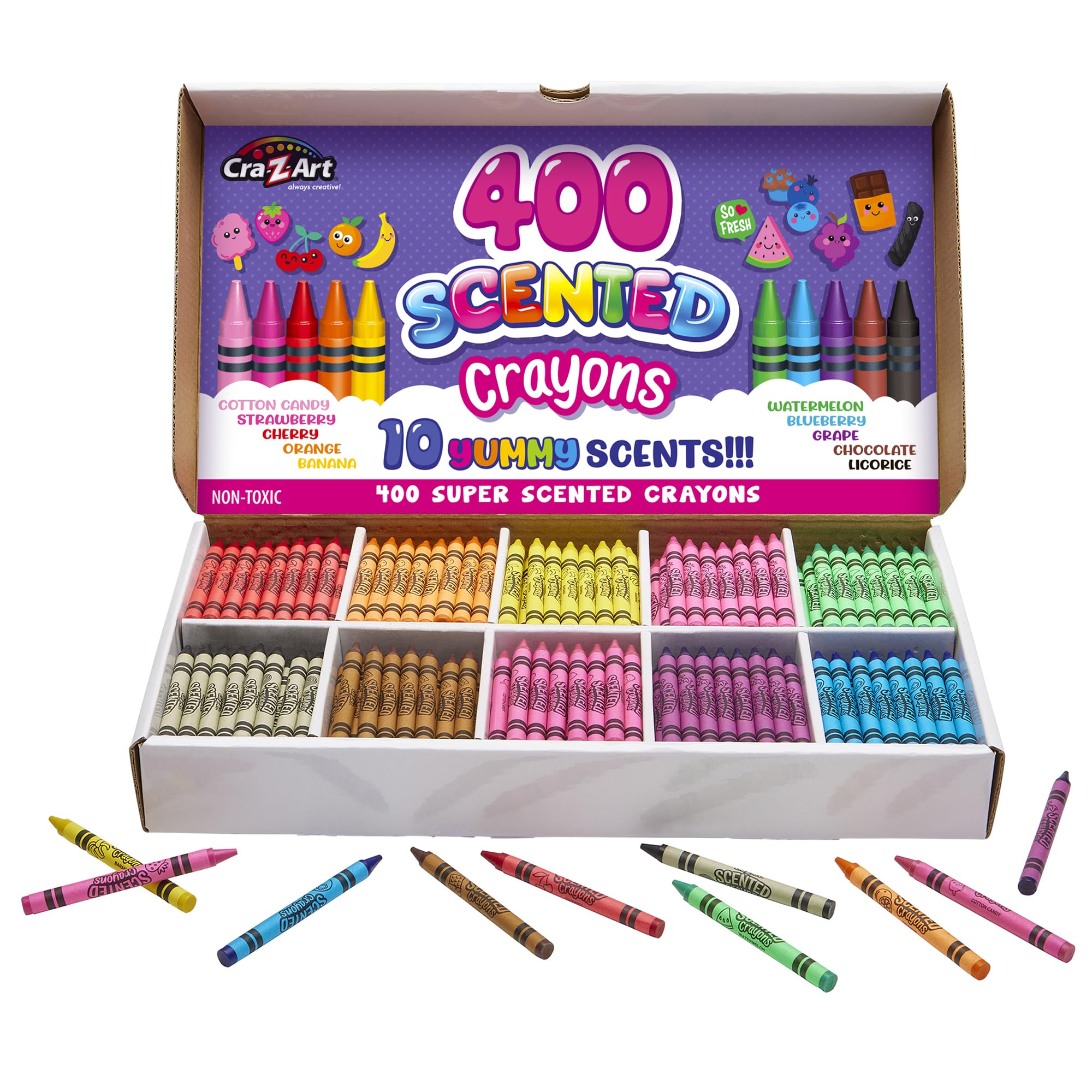 Amazon.com: Cra-Z-Art Scented Crayon Bulk Pack 400ct 10 Assorted
