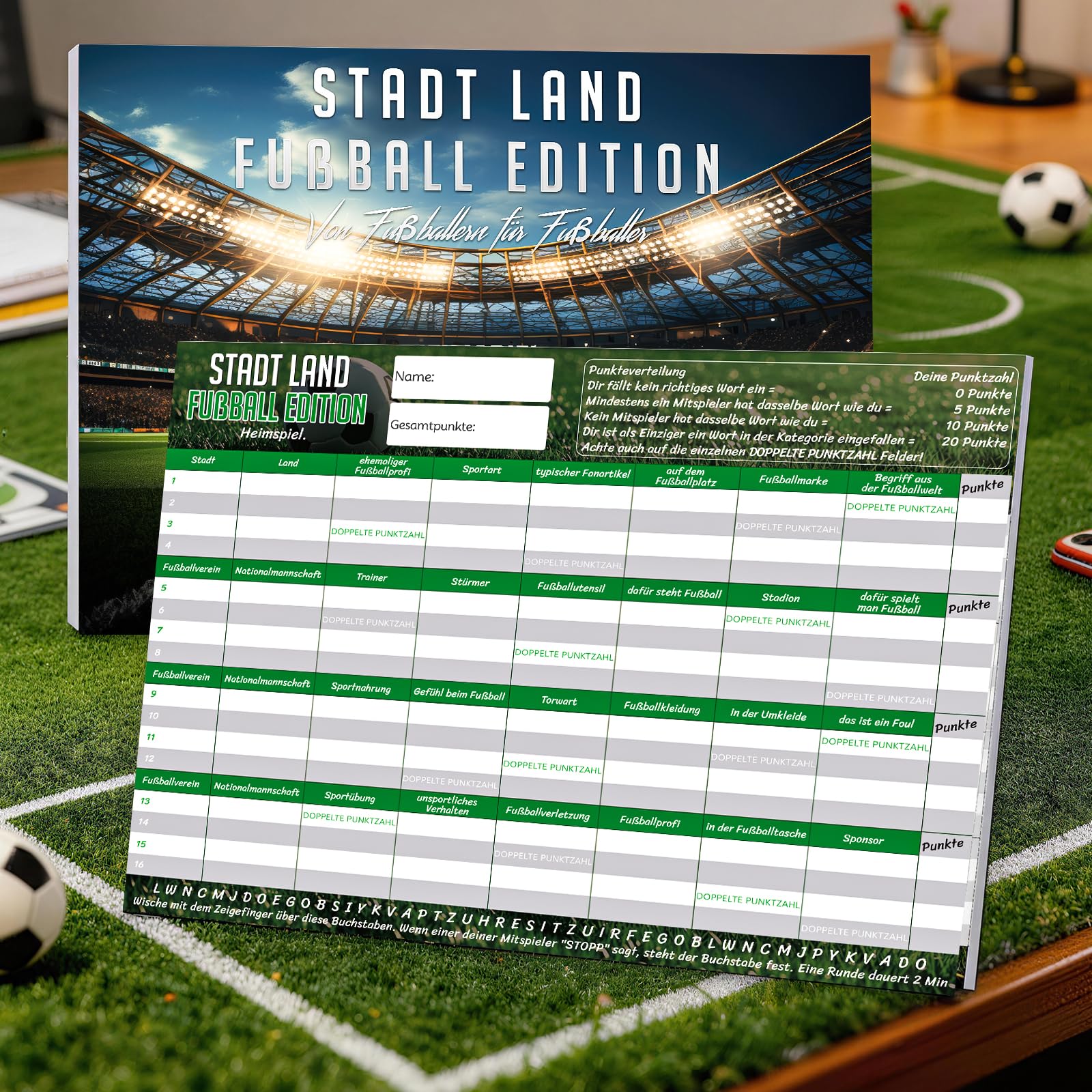 PATRICHOR Stadt Land Fussball Edition Spiele 2026 WM - Ostergeschenke Fußball Geschenke für Jungen Teenager Junior Kinder Ab 10 Jahre Coole Sachen Partyspiele Kartenspiel, für Geburtstag - 2