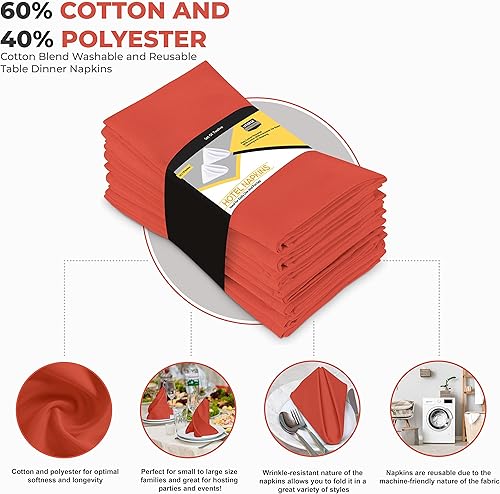 Vista 86 de Utopia Kitchen - Servilletas de tela color gris acero, 12 unidades, 18 x 18 pulgadas, mezcla de algodón, lavables y reutilizables, para hotel