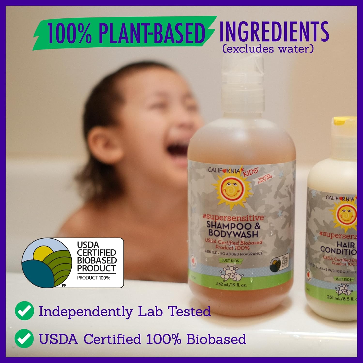 California Kids Shampoo + Body Wash | Super Sensitive Unscented | Gentle Skin Care for Kids + Teens | 100% Plant-Based | Hypoallergenic | 8.5 oz - Image 5