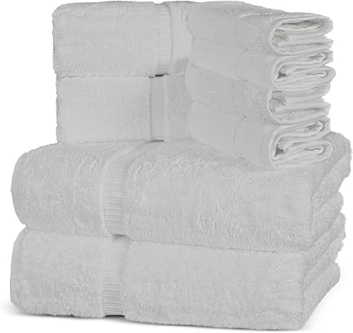 Miniatura 3 de Towel Bazaar - Toallas de algodón turco prémium supersuave y absorbente (toallas de baño de 4 piezas, blanco)