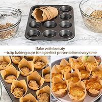 Vista 5 de Ruisita 150 piezas de mini tazas para hornear, tulipán, forros para magdalenas, forros para magdalenas, para bodas, cumpleaños, Navidad, fiestas