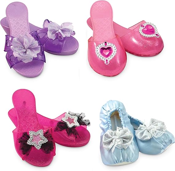 Melissa & Doug Dress-Up Shoes Set for Kids (4 Pairs) – Step In Style! High-Heeled Role Play Shoes – Pretend Play Costume Accessories for Toddlers & Preschool Ages 3+