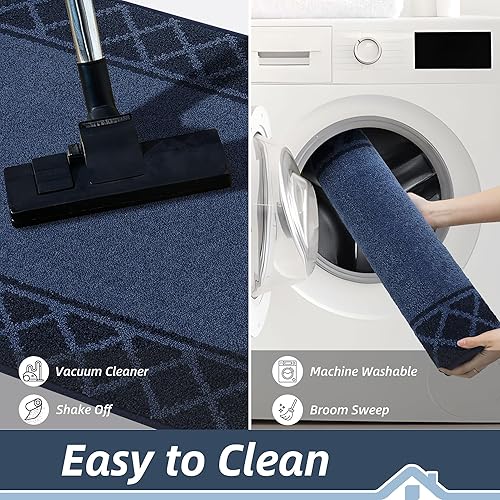 Miniatura 7 de BEQHAUSE Tapete para puerta atrapador de suciedad, antideslizante, absorbente, de bienvenida, de bajo perfil, lavable, para patas fangosas, entrada,