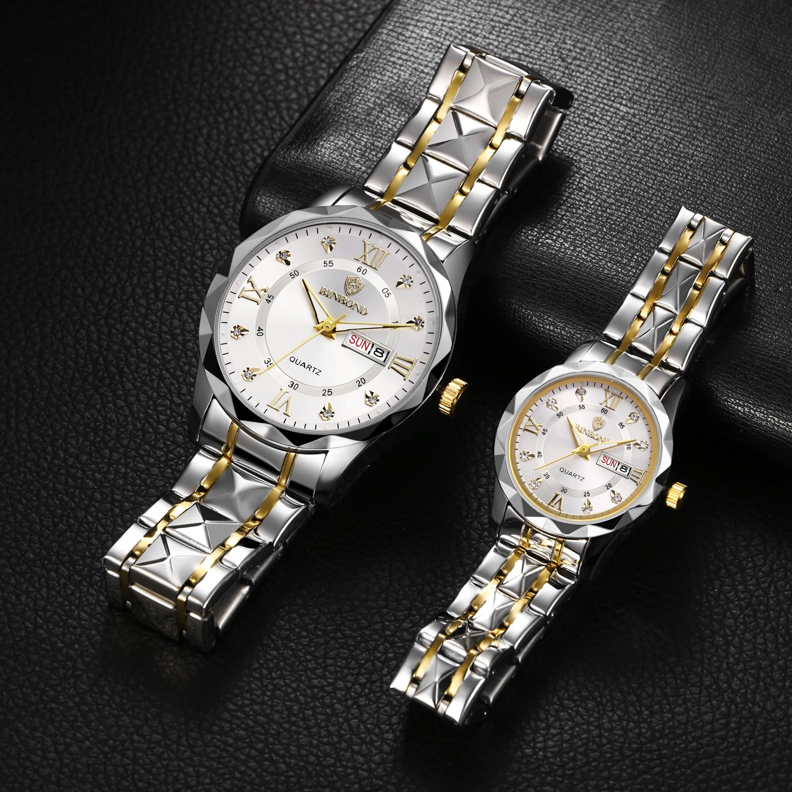 JewelryWe Uhren Herren Damen Analog Quarz Armbanduhr 30m Wasserdicht Edelstahl Armband Geschäfts Beiläufige Uhr mit Leuchtend Zeiger und Uhrenwerkzeug, Verschiedene Modelle
