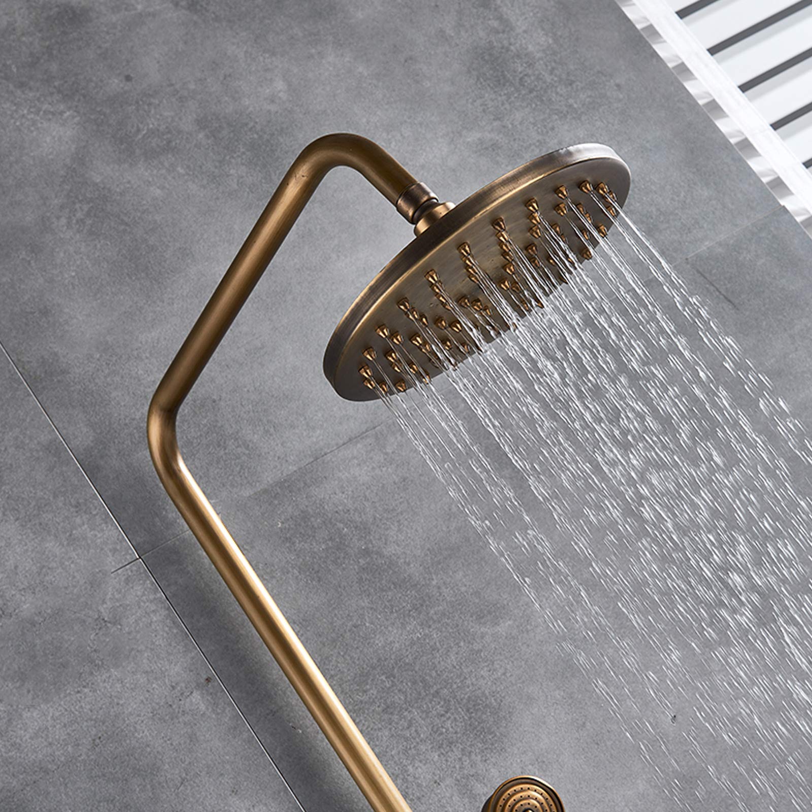 Ensemble De Douche Avec Robinet, Pommeau De Douche Doré, Douche De Pluie En Laiton, Double Commande, Système De Douche, Hauteur Réglable De 80 à 120 Cm, Avec Robinetterie