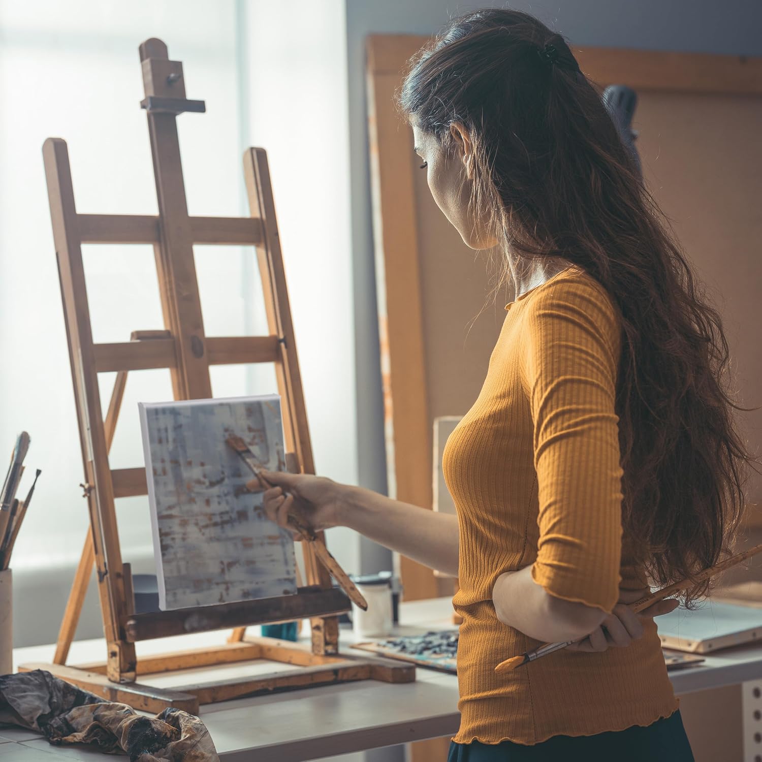 Relaxdays Canvas, Painting Canvas, 14 Pieces, 12 x 18 cm, for Painting, Watercolour & Acrylic Painting, Pine Wood Stretcher Frame, White