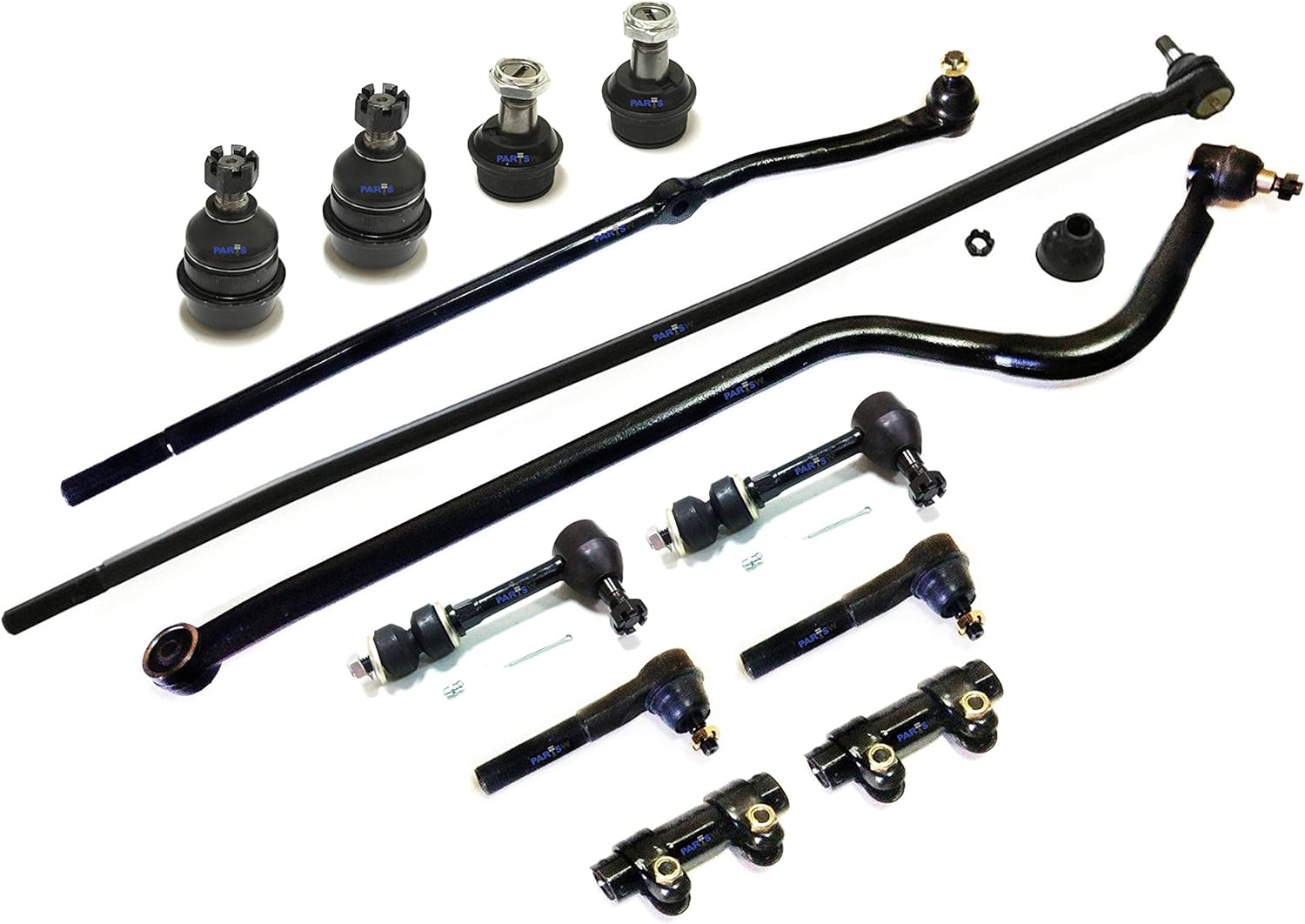 PartsW 13 Pc Steering & Suspension Kit Inner & Outer Tie