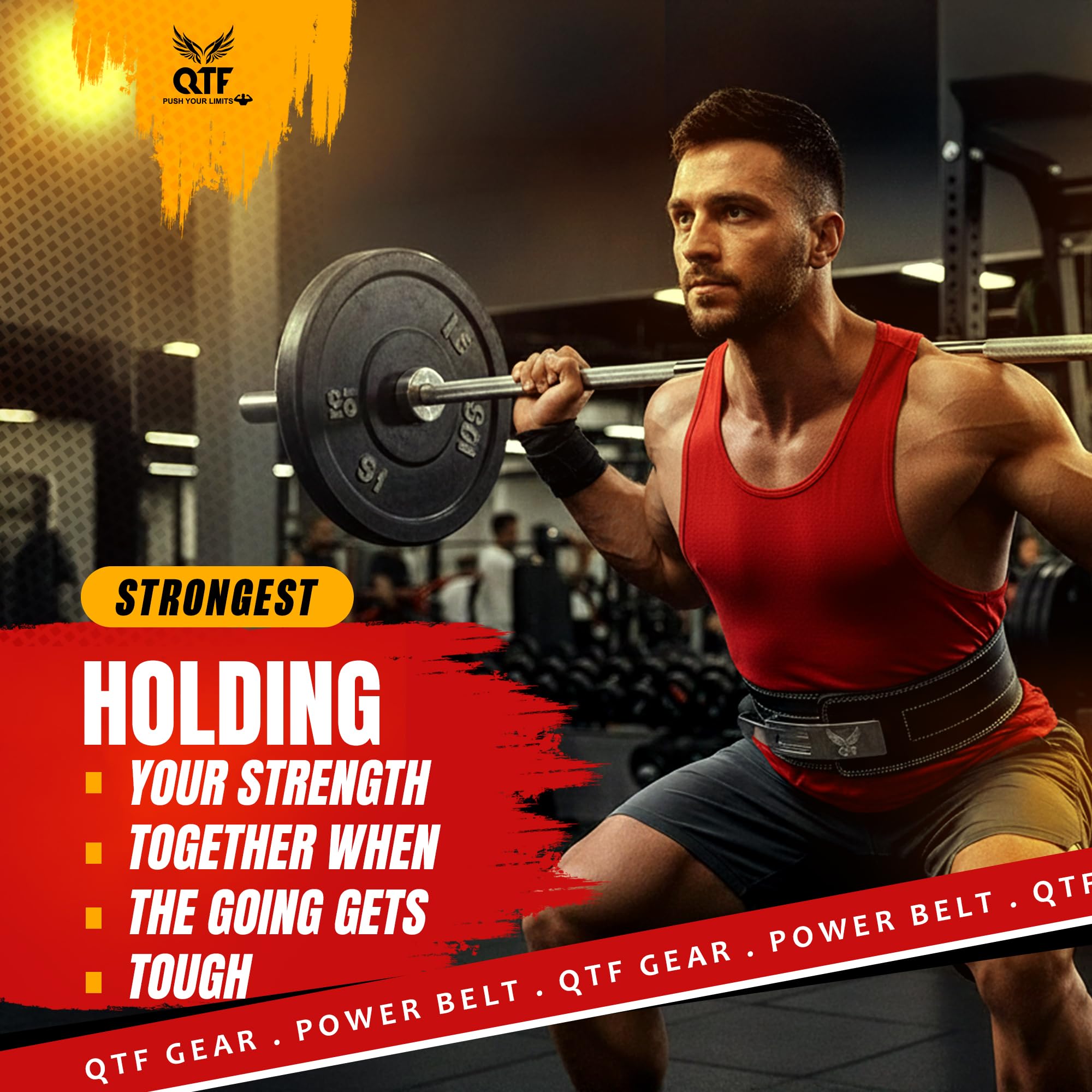 QTF Cintura con leva per sollevamento pesi, unisex, in pelle spessa, ideale per sollevamento pesi, bodybuilding, squat e stacchi da terra