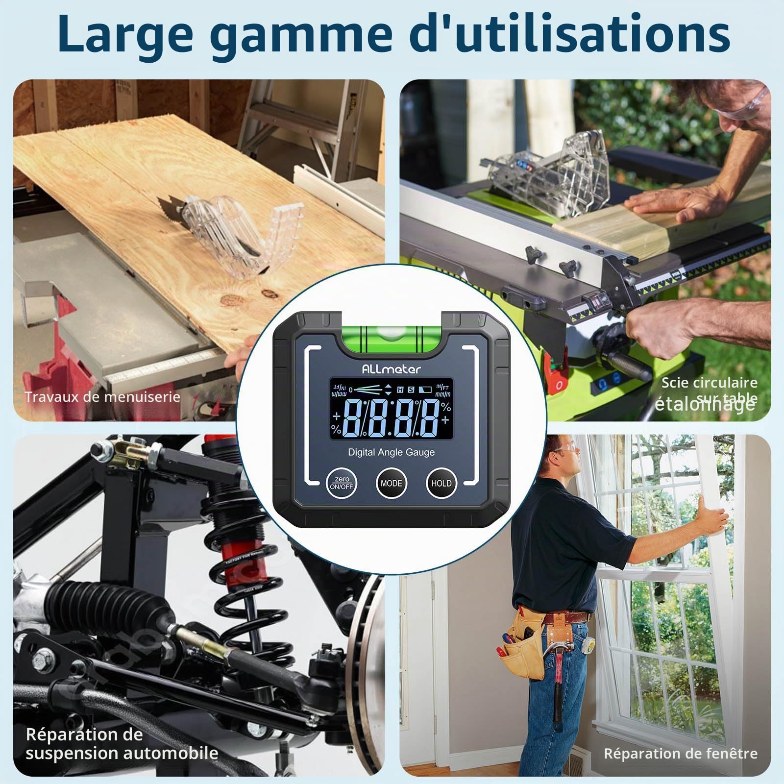 Inclinomètre Digital avec Niveau à bulle Rapporteur d'angle numérique 4 * 90 ° Base Aimant Rainure V Écran LCD VA rétroéclairé Pour Bricoleur, Menuiserie, Bâtiment, Automobile