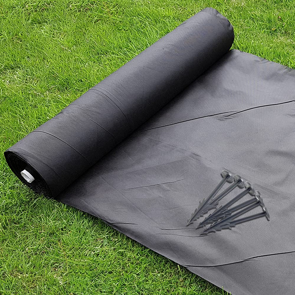 GroundMaster 1m x 10m Weed Control Fabric Ground Cover Membrane + 10 Pegs