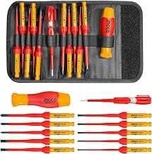 INGCO 12-Piece Interchangeable Insulated Screwdriver Set, 1000V VDE Electrician Screwdriver, in accordance with GS certification HKISD1201