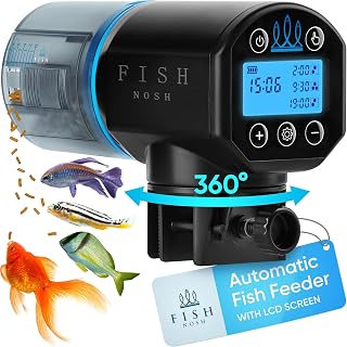 FISHNOSH Automatic Fish Feeder 2026 - Programmable Timer Dispenser for Aquarium, Small Tanks, Big Aquariums & Ponds (Blue)