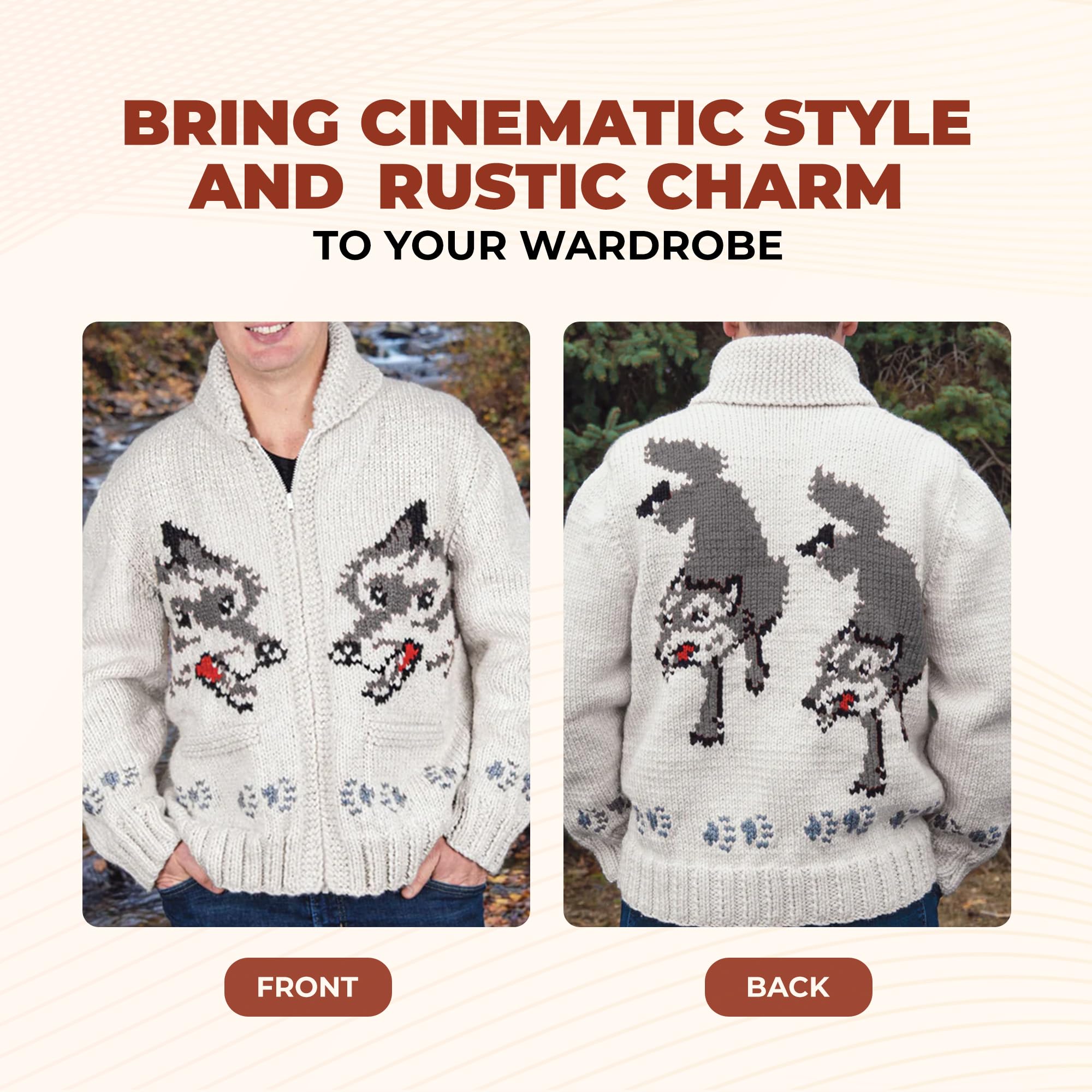 Amazon.com: Mary Maxim Wolf Cardigan Knitting Kit for Adults