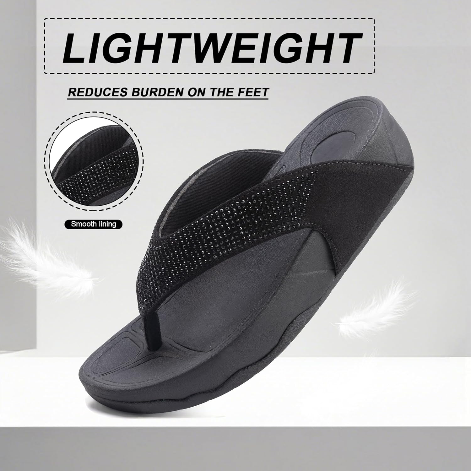 Women's Orthotic Cushion Flip Flops sandals Women Thong Sandals Arch Support Soft Flip Flop Sandal Non-Slip Beach Wedge Sandal