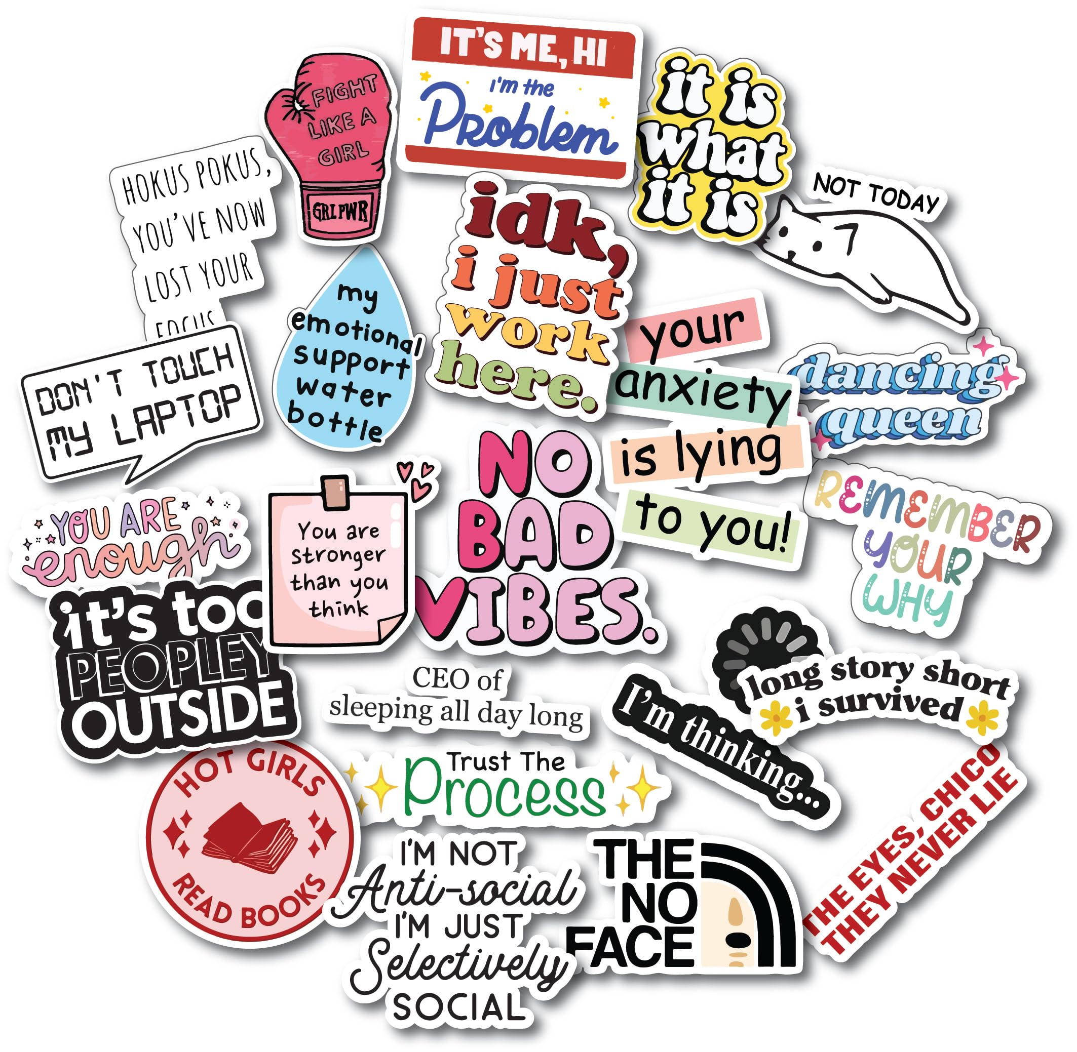 Quote Stickers for Women 23 Pack Removable Waterproof Decals for Water Bottles, Laptops, Window, Car