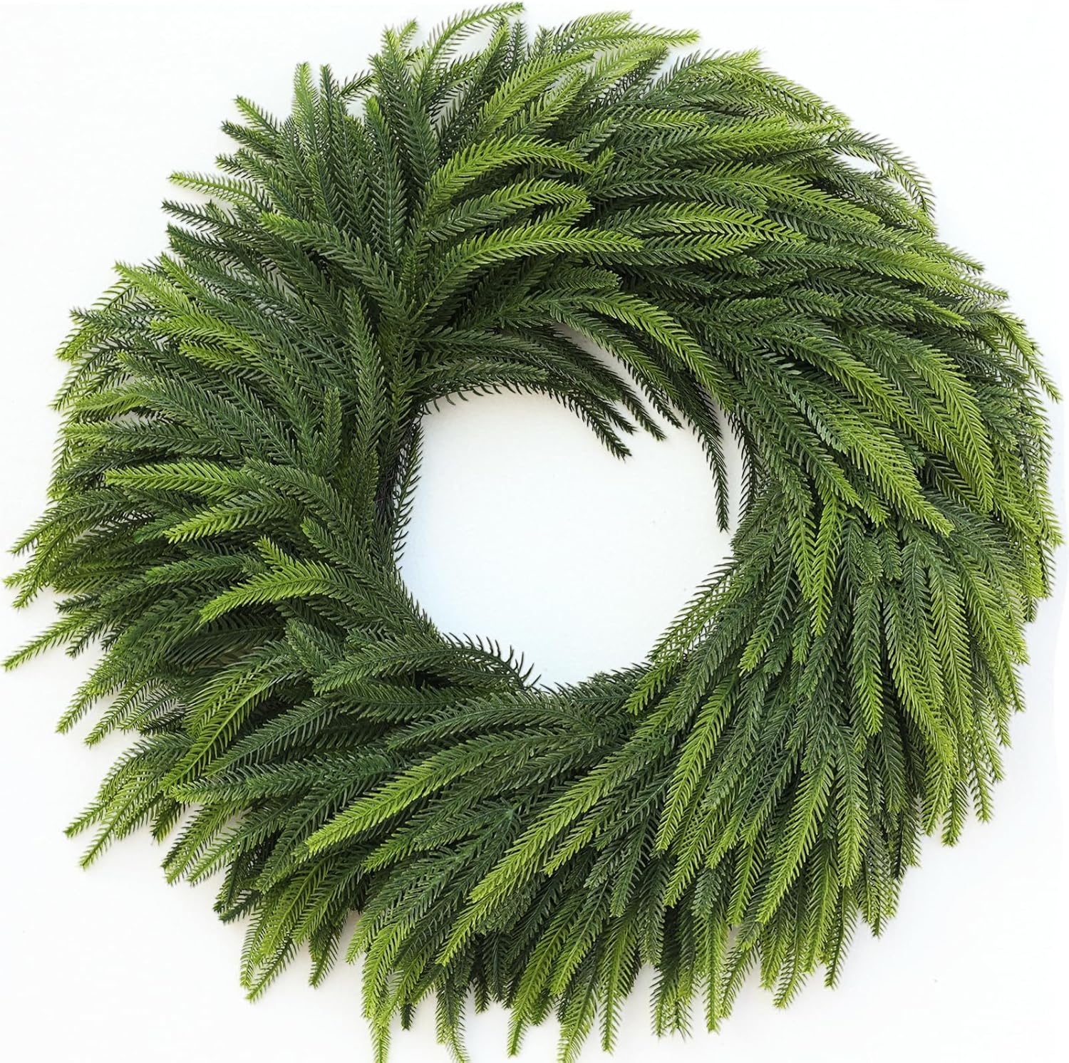 26" Large Norfolk Pine Wreath for Front Door, Realistic Artificial Christmas Wreaths Faux Pine Needles Green Fake Wreath for Walls Windows Porches Farmhouse Indoor Outdoor Home Decor