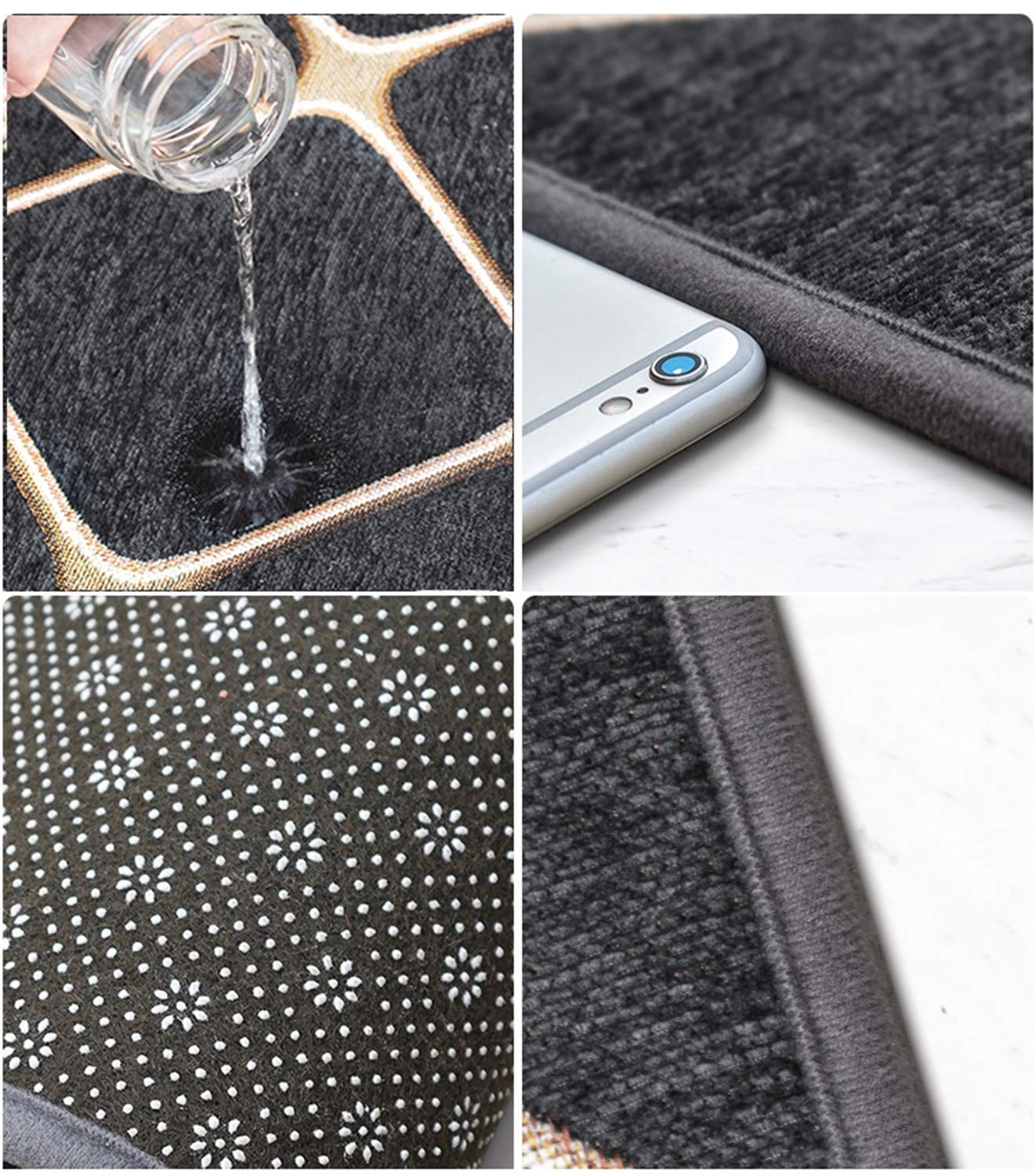 Ensemble de tapis antidérapants bleu marine avec tapis de couloir assorti 80 x 600 cm