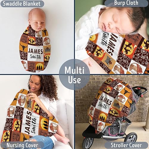 Miniatura 113 de Manta de bebé occidental, mantas de bebé personalizadas para niños, manta de vaquero para niños y niñas, manta de felpa personalizada con nombre