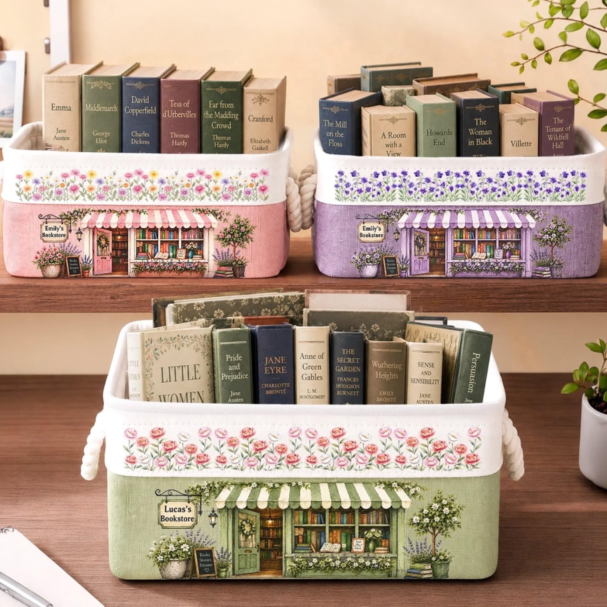 Personalized book basket, Book Basket For Women, Birthday Gifts For Besties, Sisters, gifts for book lovers