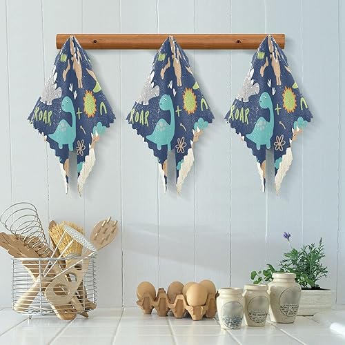 Miniatura 5 de Dino Funny Cartoon Bones Blue Quality Print Microfiber Kitchen Towels Quick Dry 6 Pack Microfiber Absorbant Towel for Countertop Oven