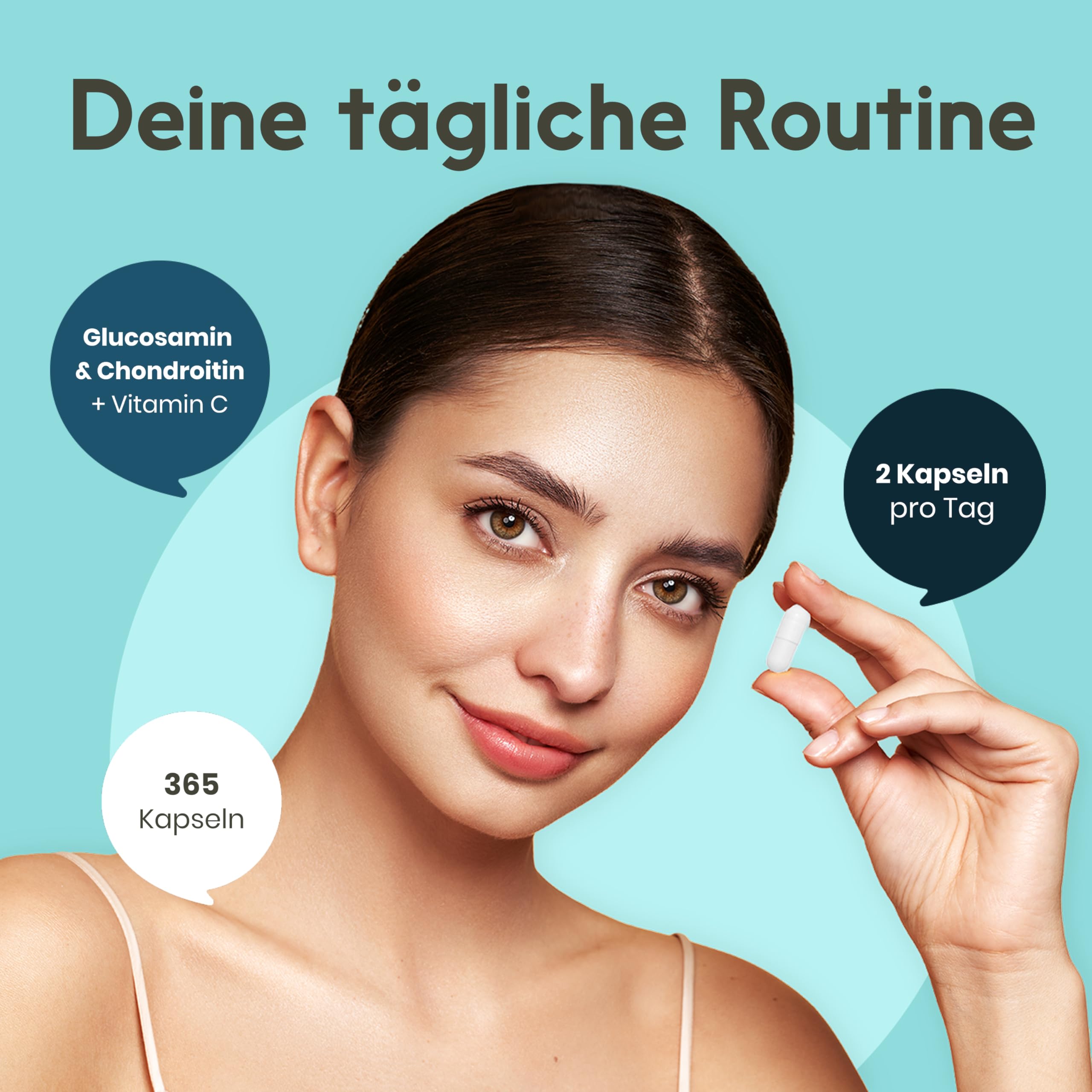 Glucosamin Chondroitin Hochdosiert - 365 Kapseln - mit pflanzlichem Vitamin C, Arthrose Kapseln - & produziert in Deutschland - Verpackung kann variieren Laborgeprüft