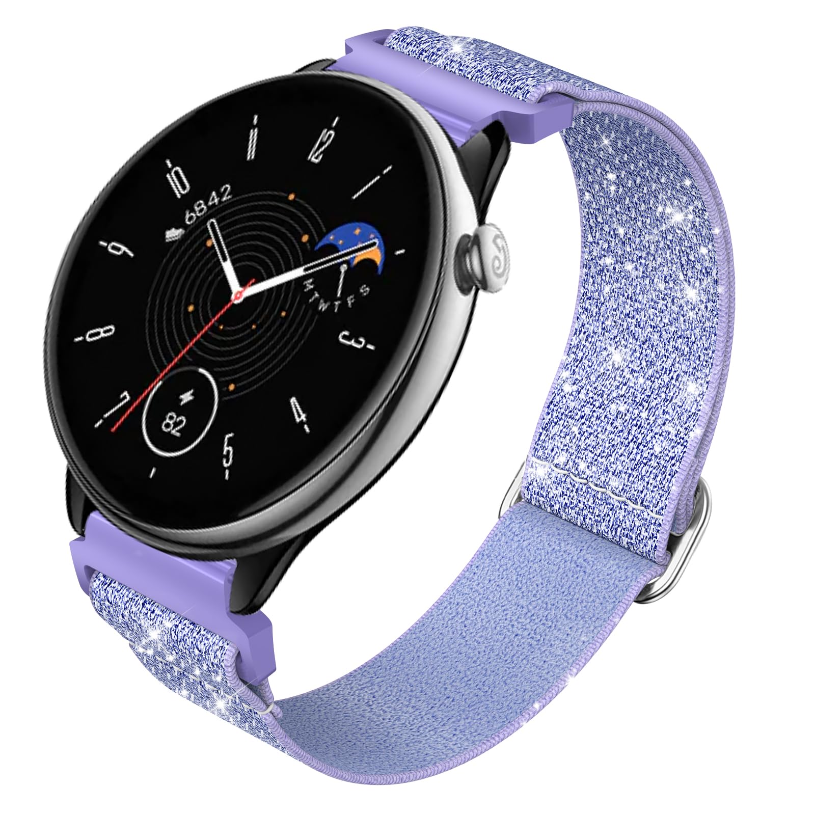 TOPsic Nylon Strap for Amazfit GTS 4, 20mm Watch Band - Sport Bracelet for GTS Series Active, Bip, Purple, 170 mm bis 225 mm