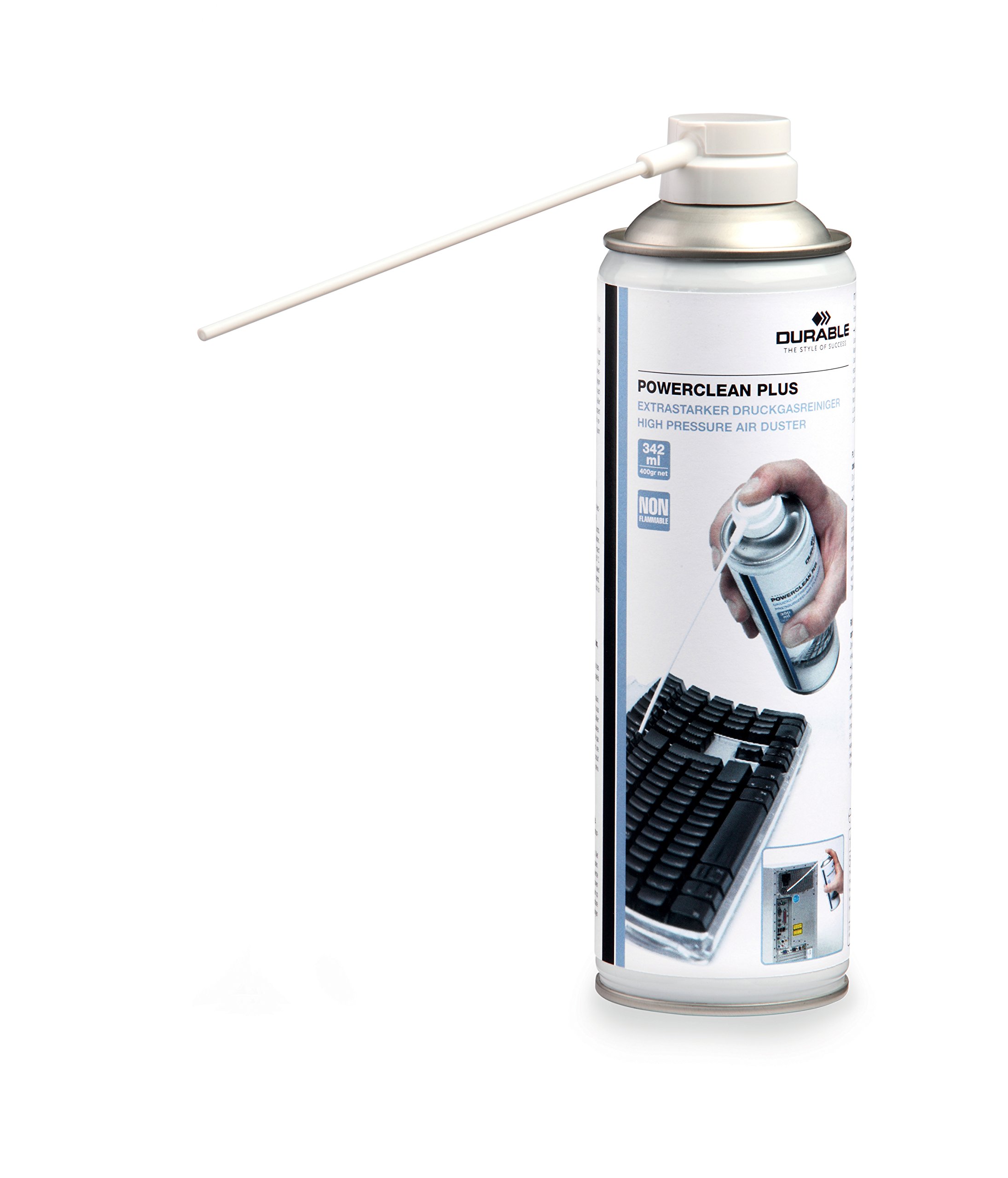 Durable 581919 Druckluftreiniger Powerclean Plus, extrastarker Druckgasreiniger, nicht brennbar, 350 ml