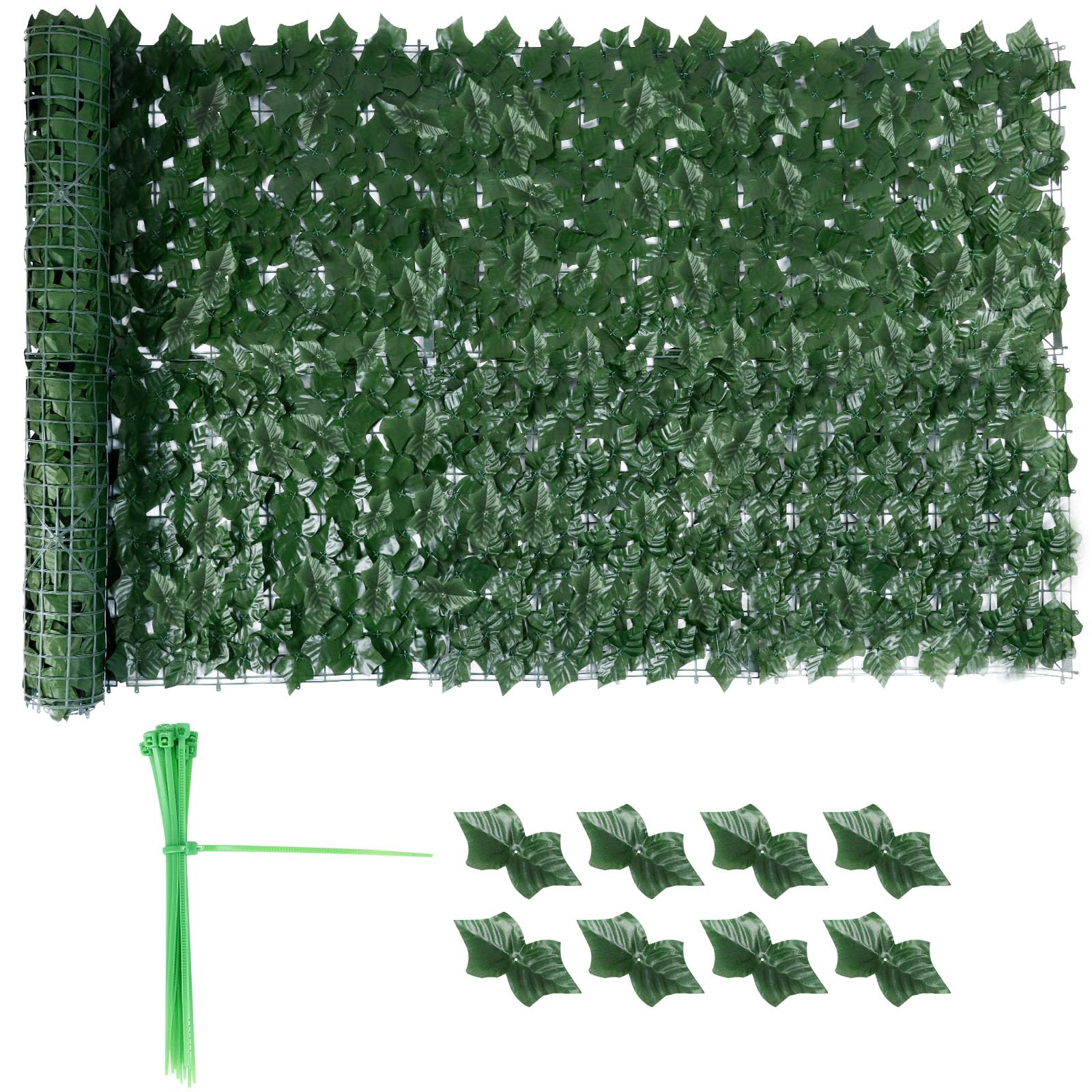 YUNYODA Artificial Ivy Fence Screen, Fence Screening Trellis with Artificial Leaves, Artificial Ivy Leaf Hedge Fence, UV Resistant Privacy Screening for Balcony Garden Outdoor Wall Decor 1x3m, 1PCS